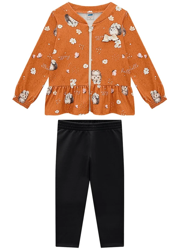 Marlan - Conjunto Jaqueta e Legging em Molecotton Marrom 1