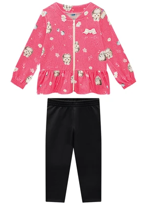 Marlan - Conjunto Jaqueta e Legging em Molecotton Rosa - MARLAN