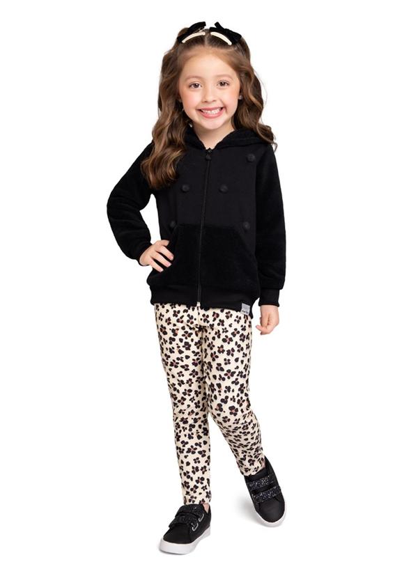 Marlan - Conjunto Jaqueta e Legging Flowerprint Preto