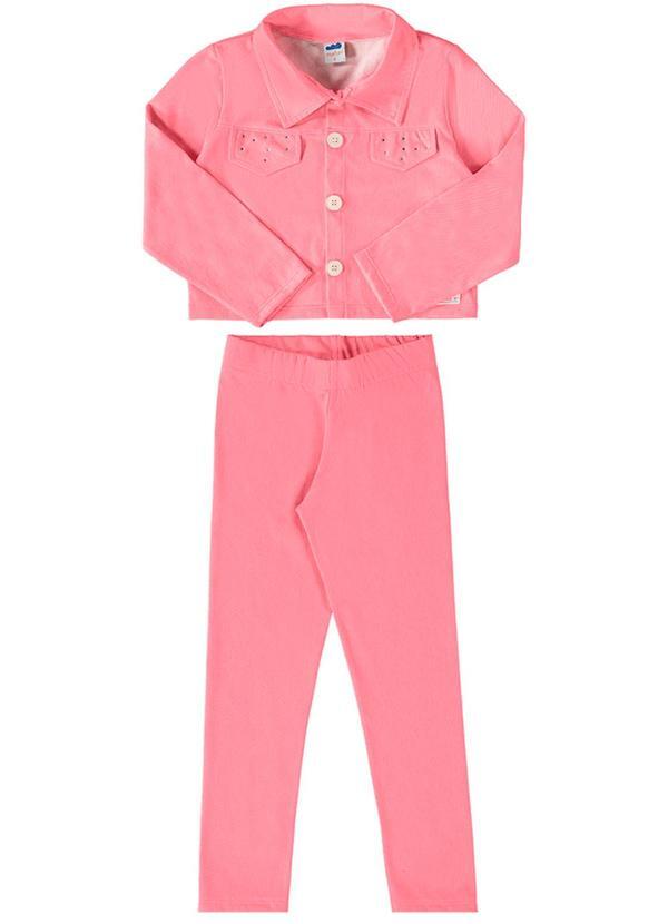 Marlan - Conjunto Jaqueta e Legging Molecotton Jeans Rosa