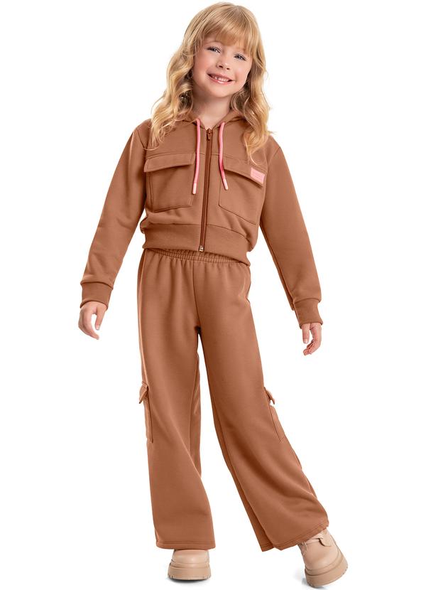 Quimby - Conjunto Jaqueta e Wide Leg Infantil Marrom