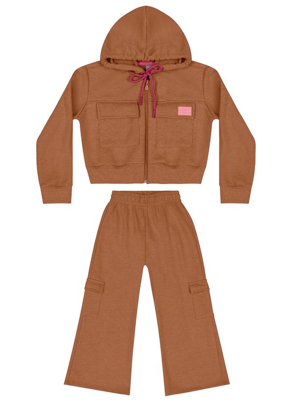 Quimby - Conjunto Jaqueta e Wide Leg Infantil Marrom 2