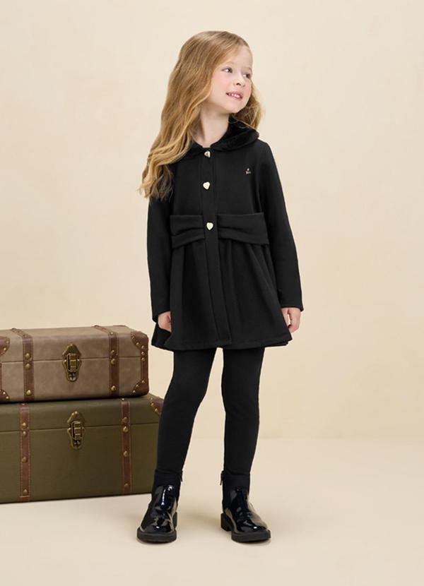 Milli e Nina - Conjunto Jaqueta Linho e Legging Preto