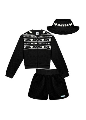 Abrange - Conjunto Jaqueta Shorts e Bucket Preto - ABRANGE