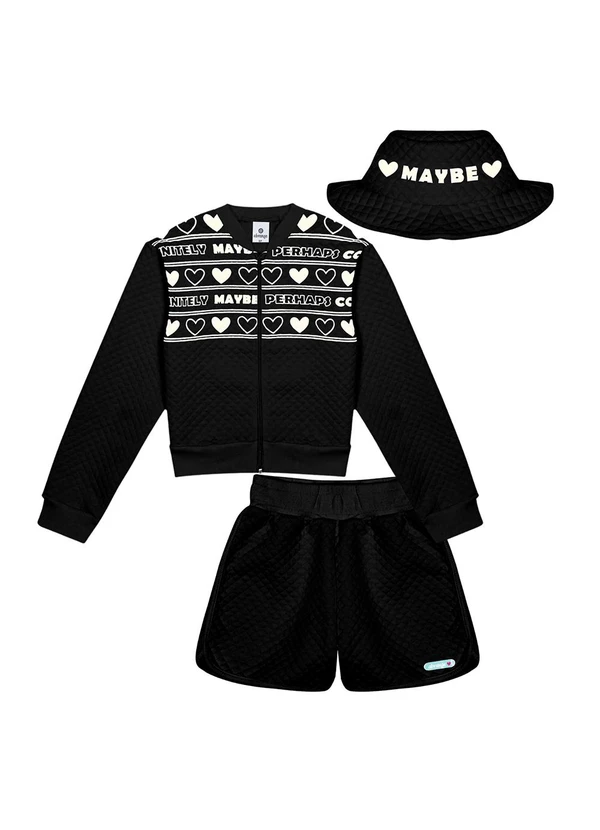 Abrange - Conjunto Jaqueta Shorts e Bucket Preto 1