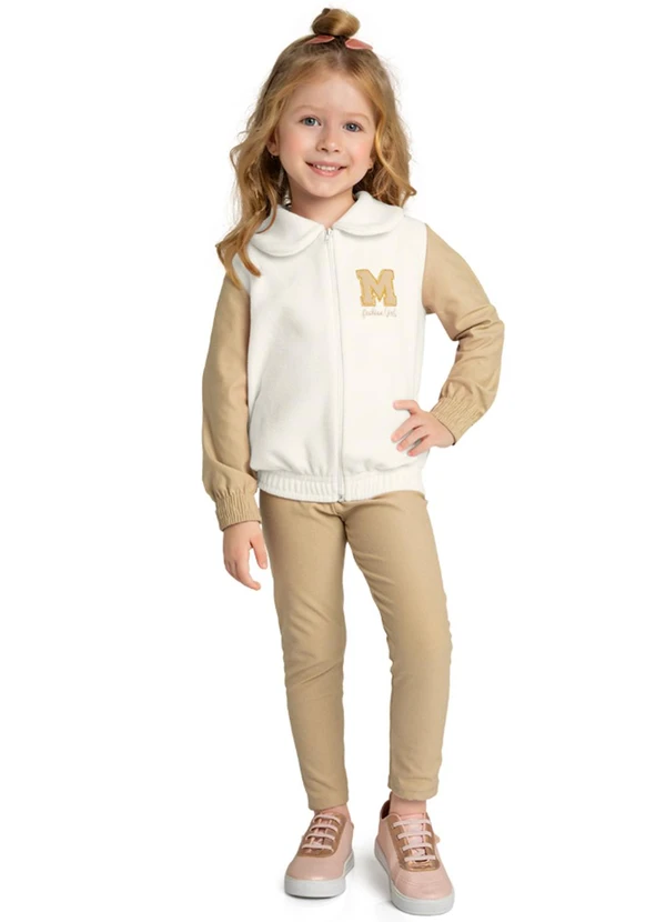 Marlan - Conjunto Jaqueta Thermo e Legging Jeans Bege