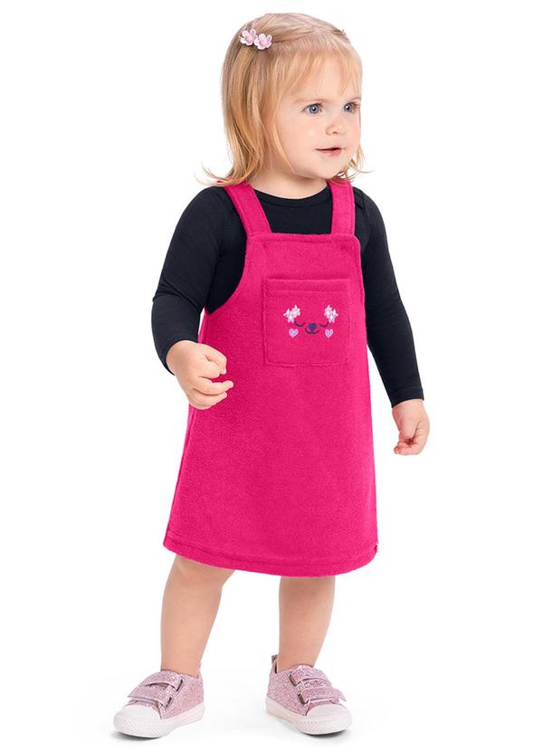 Alenice - Conjunto Jardineira Bordado Menina Azul