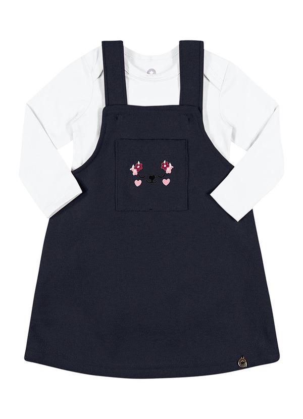 Alenice - Conjunto Jardineira Bordado Menina Branco