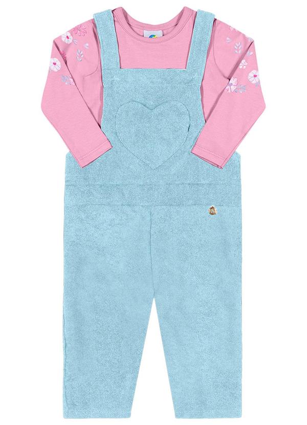 Alenice - Conjunto Jardineira Coração Menina Rosa 1