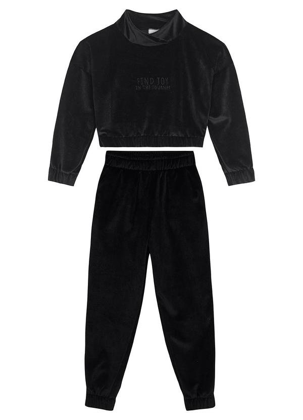 Carinhoso - Conjunto Jogger em Cotelê Menina Preto