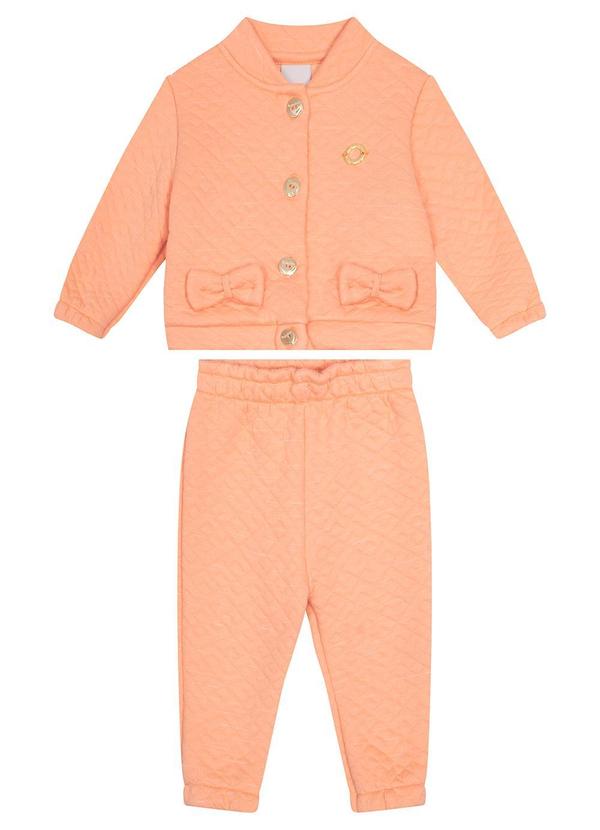 Carinhoso - Conjunto Jogger em Matelassê Menina Laranja