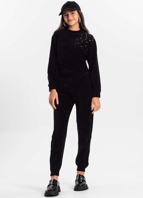 Minty - Conjunto Juvenil Blusão com Calça Jogger Preto