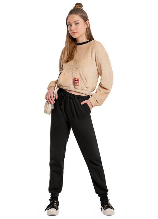 Gloss - Conjunto Juvenil Blusão e Calça Moletom Bege