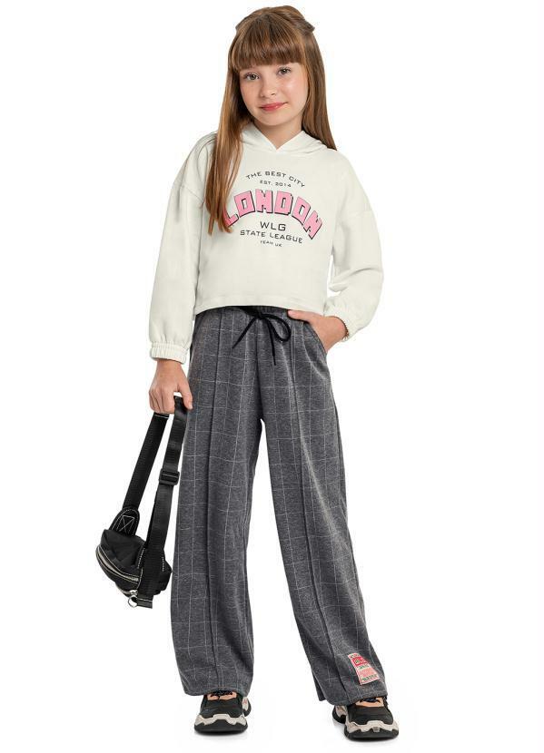 Gloss - Conjunto Juvenil Blusão e Wide Leg Bege