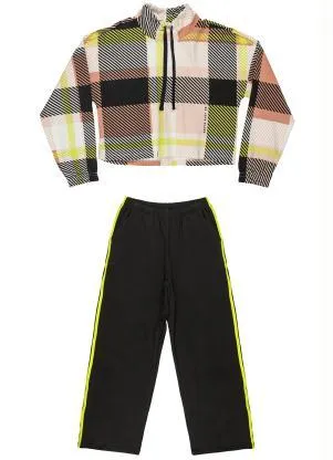 Gloss - Conjunto Juvenil Blusão e Wide Leg Preto - GLOSS