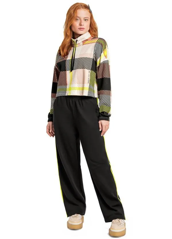 Gloss - Conjunto Juvenil Blusão e Wide Leg Preto