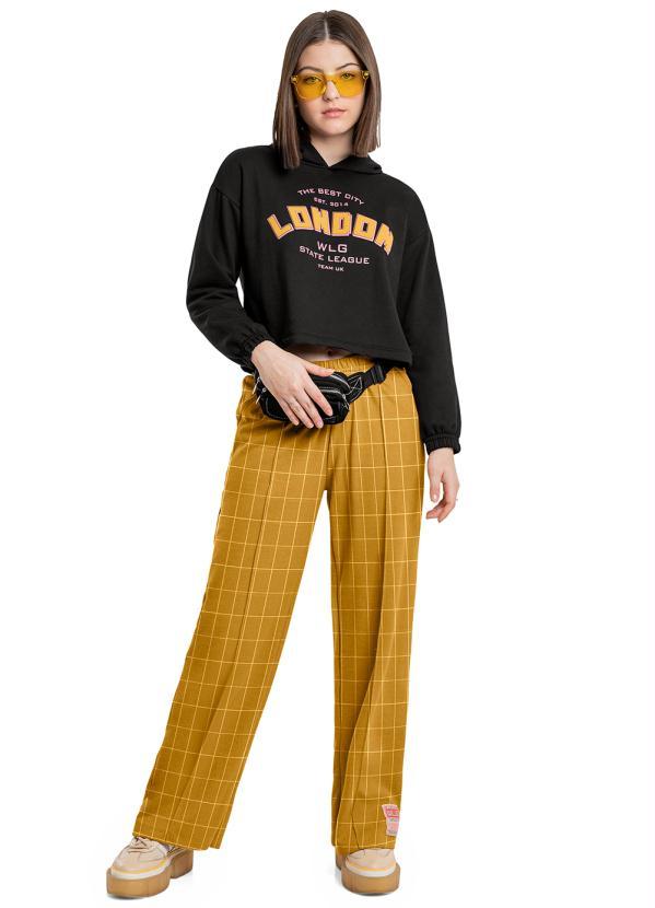 Gloss - Conjunto Juvenil Blusão e Wide Leg Preto