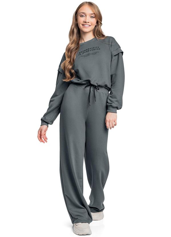 Gloss - Conjunto Juvenil com Blusão e Calça Cinza 1