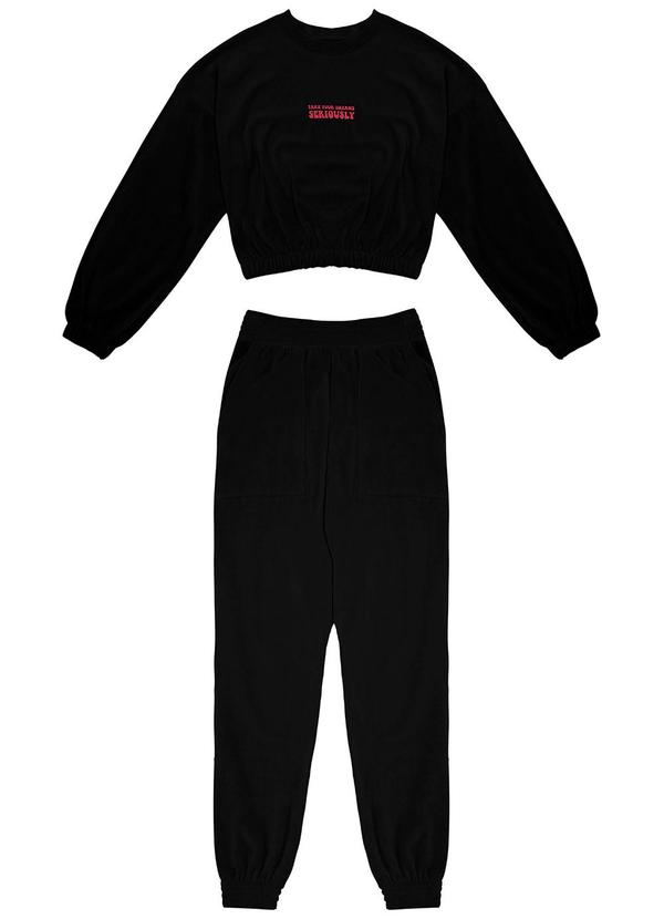 Minty - Conjunto Juvenil Feminino Blusão com Calça Preto