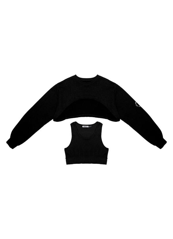 Minty - Conjunto Juvenil Feminino Blusão com Top Preto