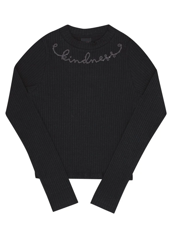 Pulla Bulla - Conjunto Juvenil Menina Malha Canelada Preto 2