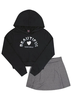 Pulla Bulla - Conjunto Juvenil Menina Moletinho Preto - PULLA BULLA