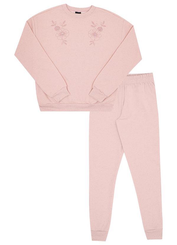 Pulla Bulla - Conjunto Juvenil Menina Moletom Linho Rosa