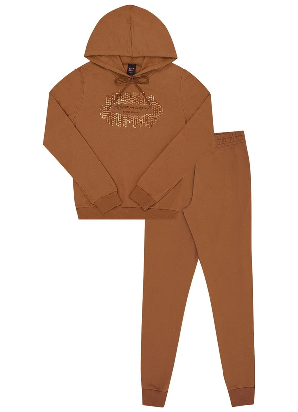 Pulla Bulla - Conjunto Juvenil Menina Moletom Marrom