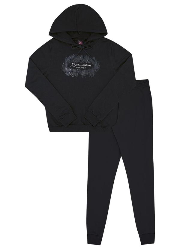 Pulla Bulla - Conjunto Juvenil Menina Moletom Preto