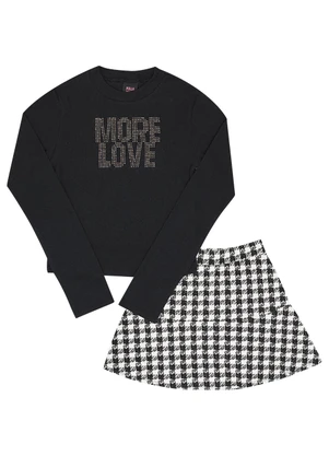 Pulla Bulla - Conjunto Juvenil Ribana com Elastano Leve Preto - PULLA BULLA