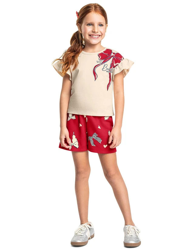 Bee Loop - Conjunto Laços e Corações Infantil Bege