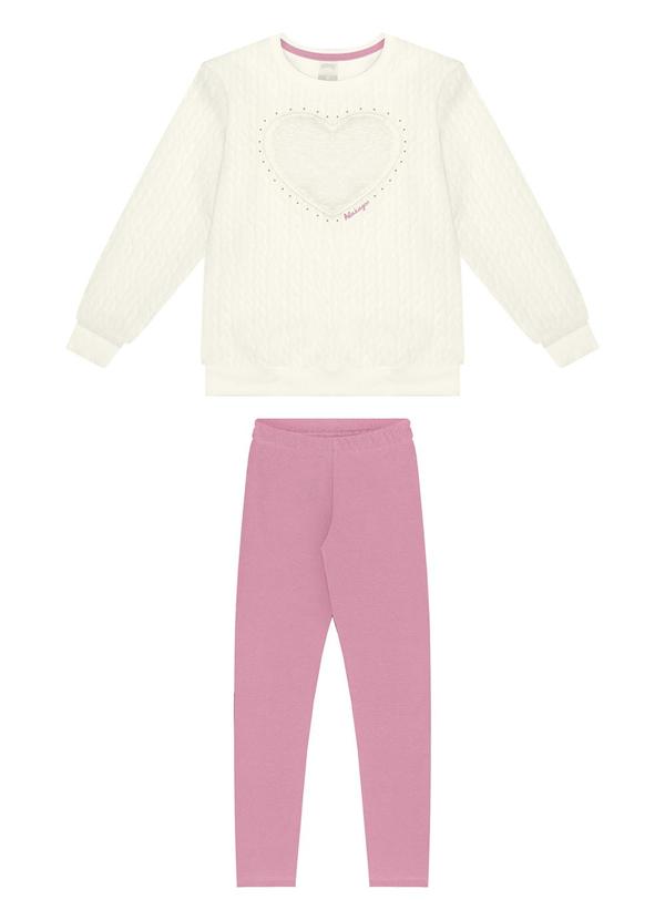 Alakazoo - Conjunto Legging e Blusão em Matelassê Branco 2