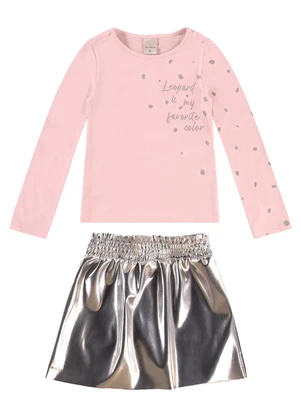 Carinhoso - Conjunto Leopard com Corino Rosa - CARINHOSO