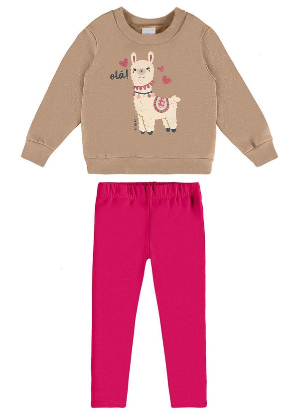 Malwee Kids - Conjunto Lhama em Moletom Bege