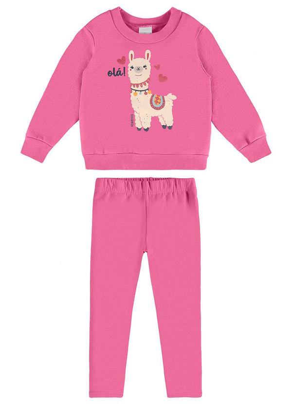 Malwee Kids - Conjunto Lhama em Moletom Rosa