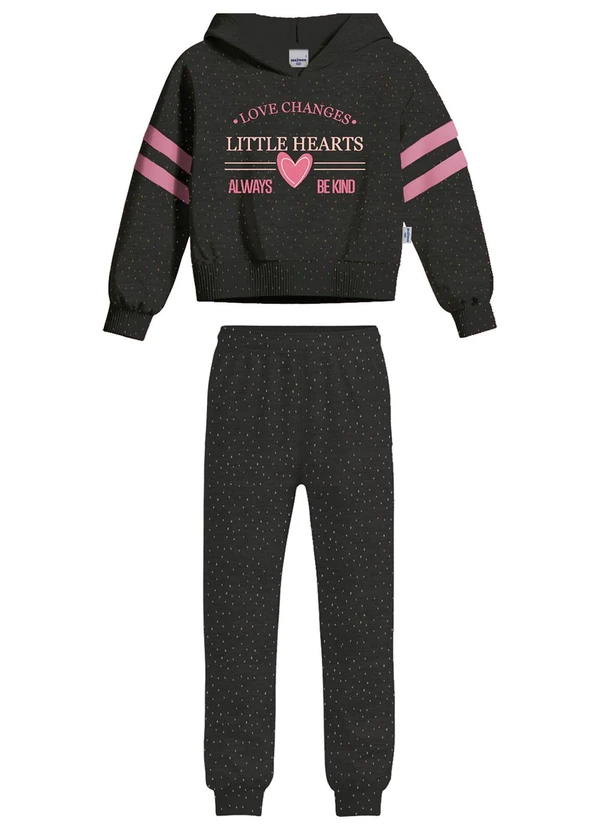 Malwee Kids - Conjunto Little Hearts em Botonê Preto