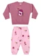 Elian - Conjunto Longo Bebê Menina Bichinho Fofo Bege - variação: Rosa