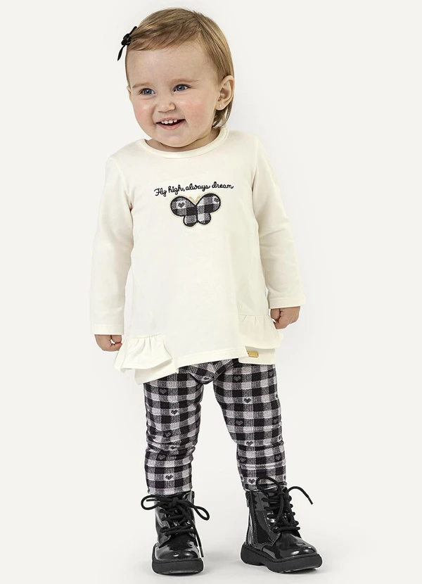 Colorittá - Conjunto Longo Bebê Menina Borboleta Bege