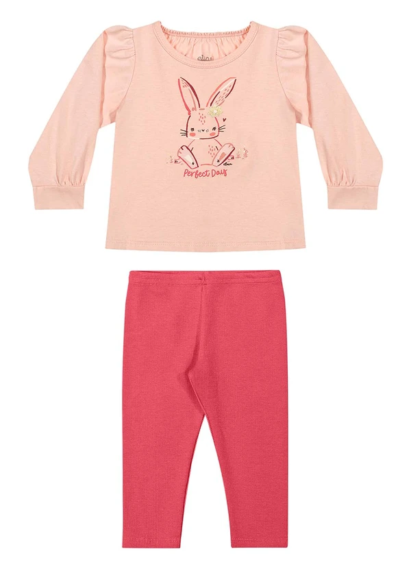 Elian - Conjunto Longo Bebê Menina Bunny Coral