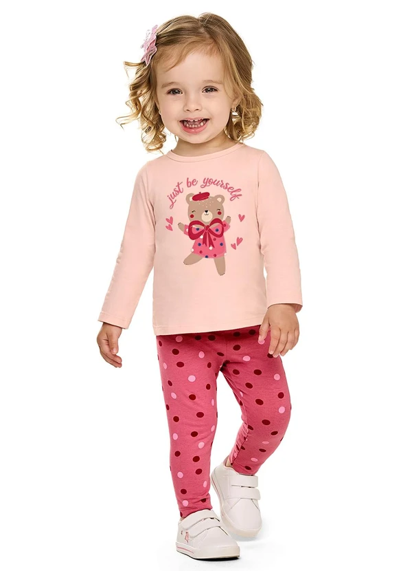 Elian - Conjunto Longo Bebê Menina com Estampa Coral