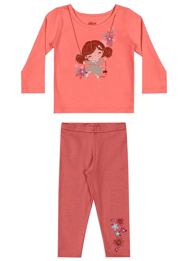 Elian - Conjunto Longo Bebê Menina Estampado Laranja 2