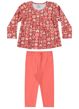 Elian - Conjunto Longo Bebê Menina Molecotton Laranja - ELIAN
