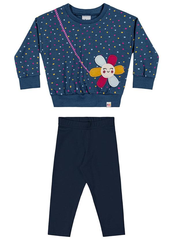 Elian - Conjunto Longo Bebê Menina Poá Azul 2