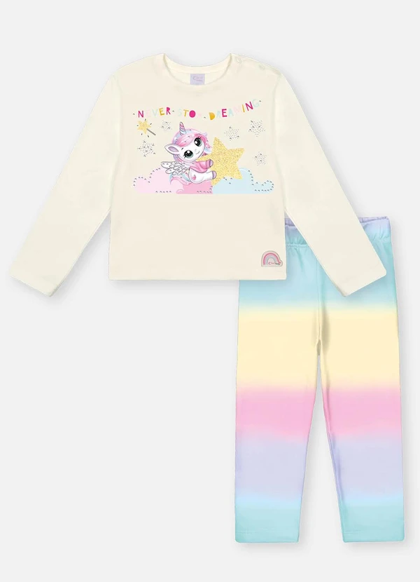 Abrange - Conjunto Longo Bebê Menina Unicórnio Multicores