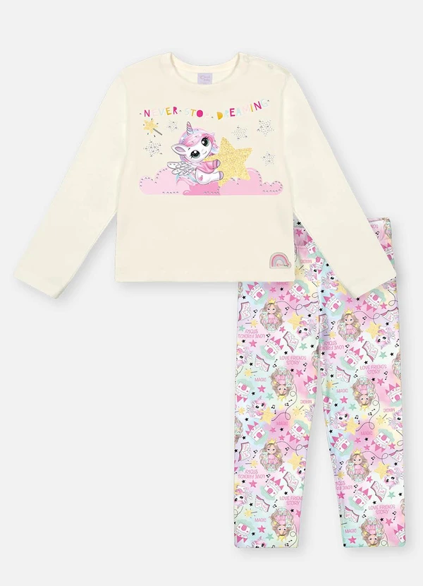 Abrange - Conjunto Longo Bebê Menina Unicórnio Rosa