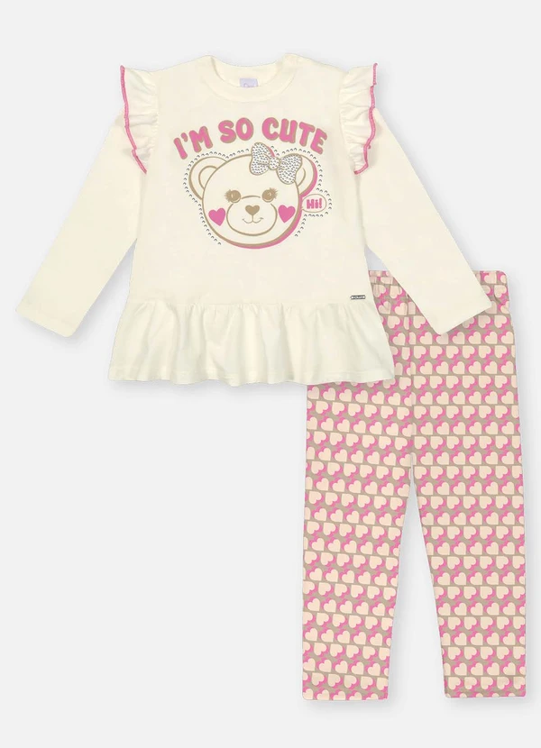 Abrange - Conjunto Longo Bebê Menina Ursa Nude 1