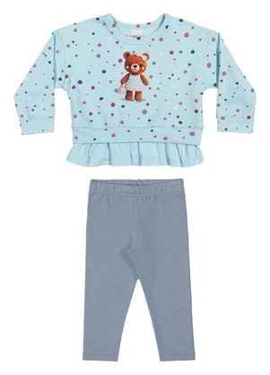 Elian - Conjunto Longo Bebê Menina Ursinha Azul - ELIAN