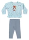 Elian - Conjunto Longo Bebê Menina Ursinha Azul - variação: Azul