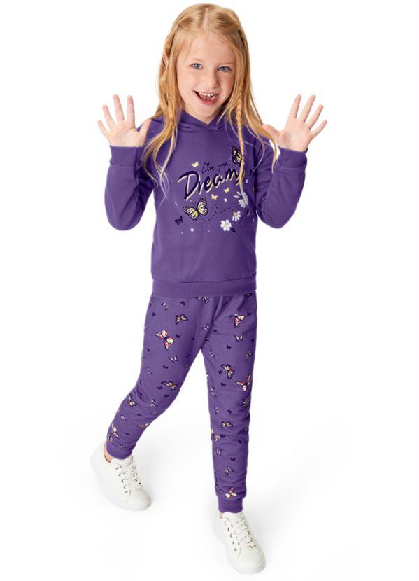 Marisol Play - Conjunto Longo Borboleta Moletom Infantil Lilás