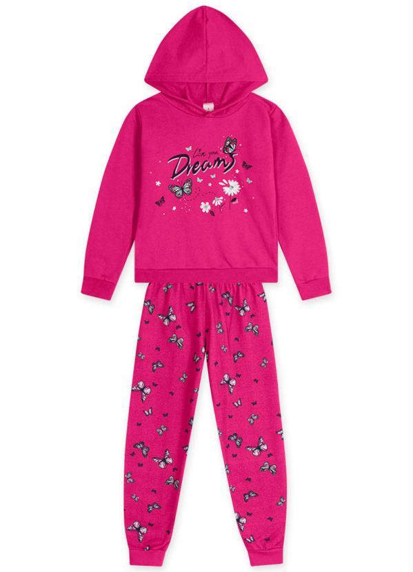Marisol Play - Conjunto Longo Borboleta Moletom Infantil Rosa